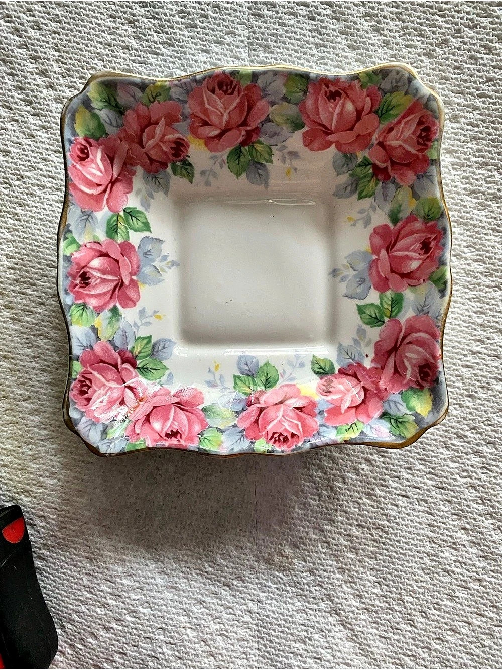Vintage Royal Standard Rose of Sharon Square Dish / Tray